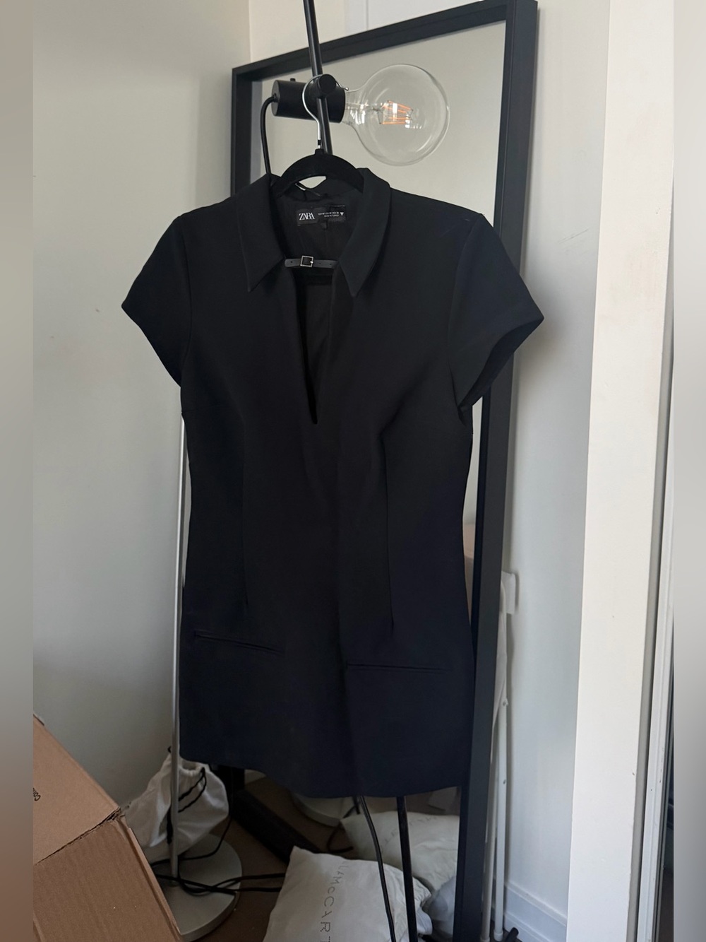 Zara Black Mini Dress with Buckle Detail